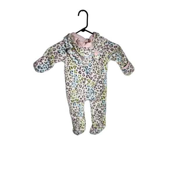 Penelope Mack Infant Hooded Leopard Print Footed Onesie 3-6 Months - Picture 2 of 4
